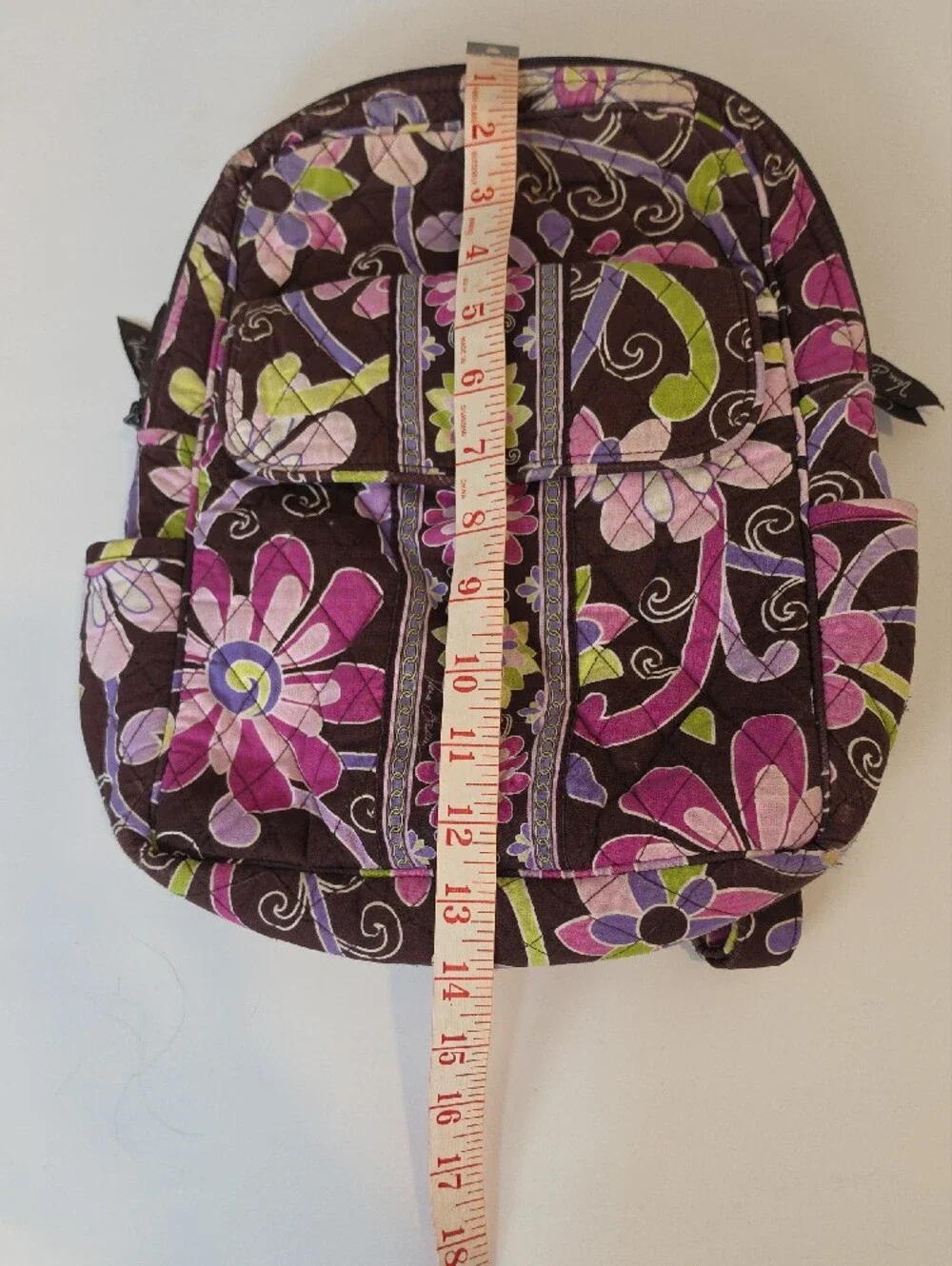 Vera Bradley Quilted Floral Backpack - Brown, Pink & Green